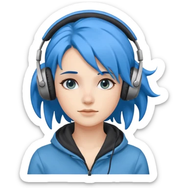 blue wind haired woman with headphone sticker