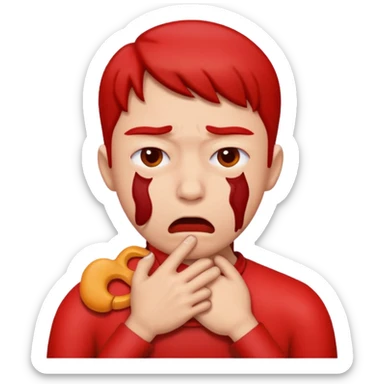 Chocking neck and irritated  sticker