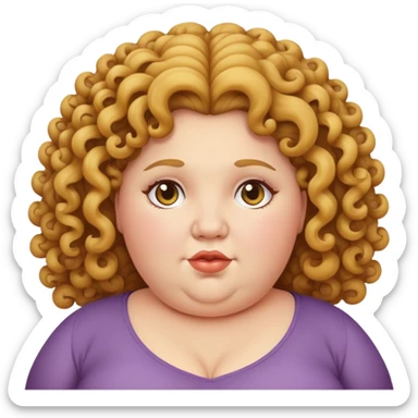 White obese woman with curly hair sticker