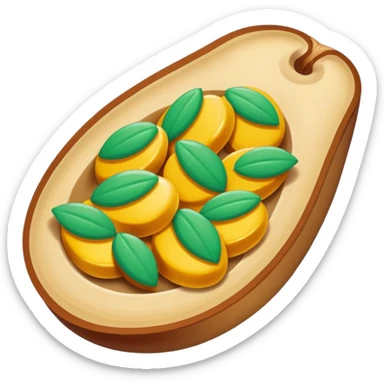 Suzhou Pine Nut Candy brittle sweet with visible nuts, simplified emoji style with bold outlines and bright colors, cartoon style traditional Chinese confection sticker