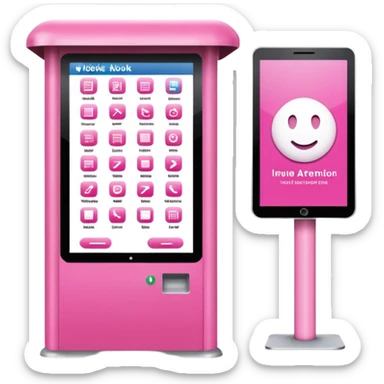 Digital Kiosk + pink interface + public info, Street Advertisements. sticker