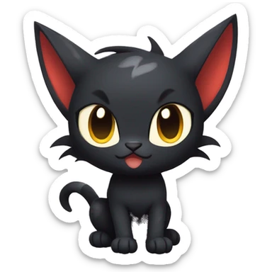 Cool Cute Edgy Black Dark Chibi Cat-Noibat-Noivern-Litten-Fakémon-hybrid sticker