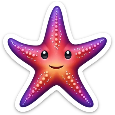 color gradient between red and purple glitter cute starfish sticker
