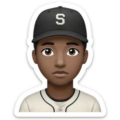 Black goth man with backwards baseball cap sticker