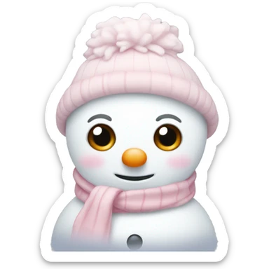 Cute white and light pink snowman sticker