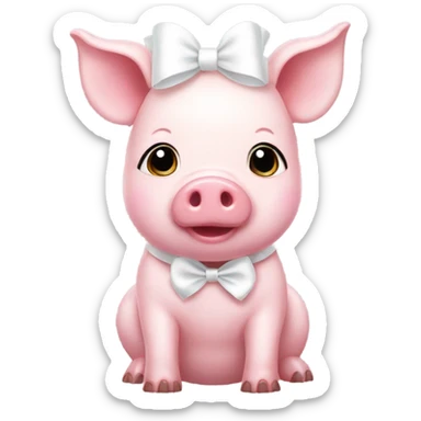 Cute Pink girl pig with a white bow  sticker
