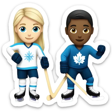 Hockey player and figure skater sticker