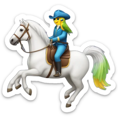 parakeet riding a horse sticker