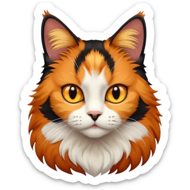 A calico cat with half its face ginger and the other half black sticker