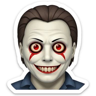 Micheal myers with a grin without red on his face sticker