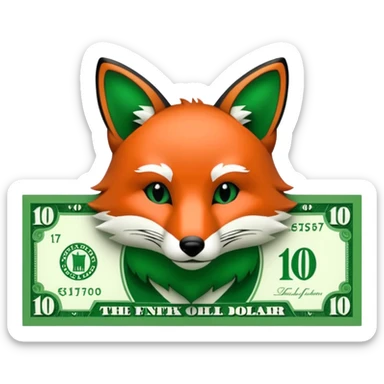 make 100 dollar bill with a fox head silhouette  sticker