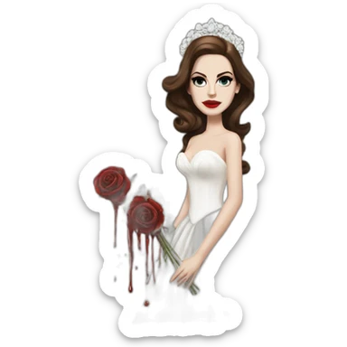 Lana del rey with a bridal gown with splash of blood sticker