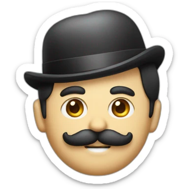 A man with side bangs and a Charlie Chaplin mustache  sticker