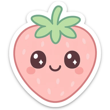 kawaii style cheerful strawberry with a face sticker