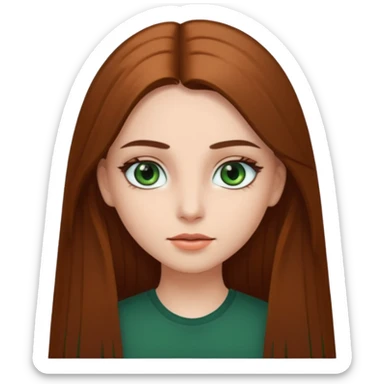 Girl with dark green eyes, light eyebrows and long brown straight hair sticker