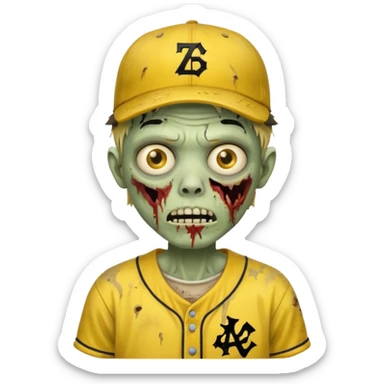 zombie with yellow baseball jersey and hat sticker