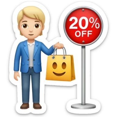 Person who is waiting the sale promotion with 20% off sign sticker
