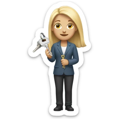 White woman holding keys sticker