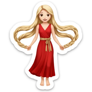 Empowered woman enjoying long tied hairs with full body sticker