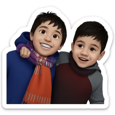 boys with scarves and smiles sticker