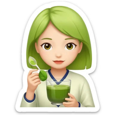Girl with matcha sticker