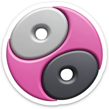 Yin Yang grey and light magenta  sticker