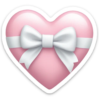 Pastel pink heart with white bow sticker