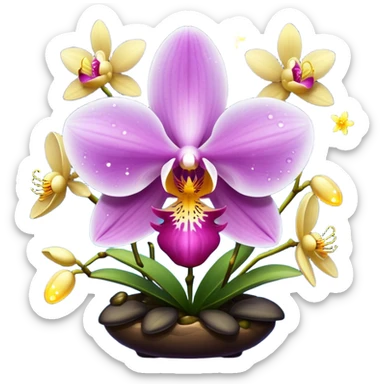 orchid with fireflies trapped like stars sticker