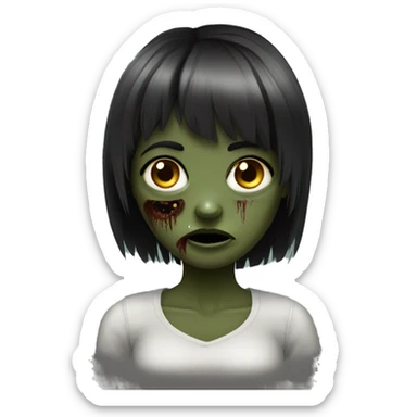 zombie girl her hair is black with bangs sticker
