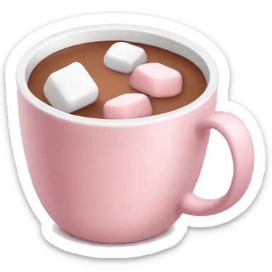 Light Pink mug of hot chocolate with marshmallows  sticker
