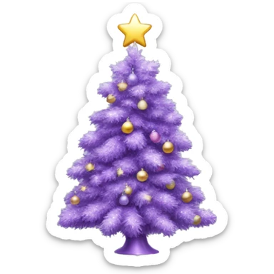 Realistic decorated lilac Christmas tree sticker