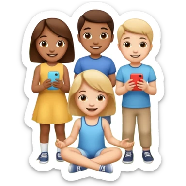 5 children playing in the garden sticker