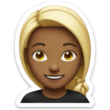 smiling girl in black shirt sticker