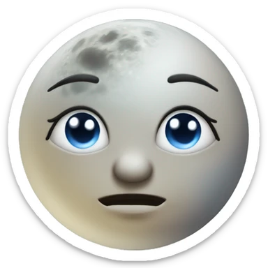 Moon astrology symbol with cute face sticker