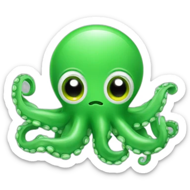 cute green octopus sticker