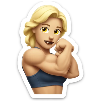 Strong blond women flexing  sticker