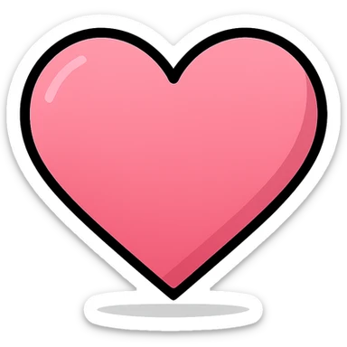 pink ombre heart icon, flat design, subtle shadow, elegant and simple sticker