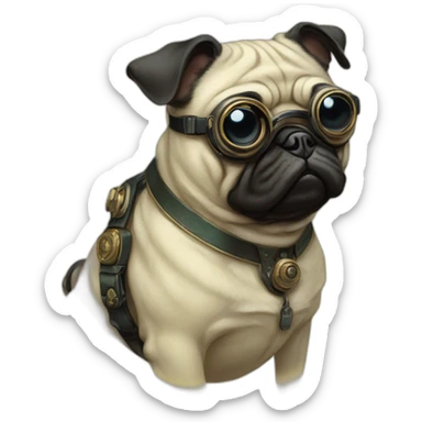A cyberpunk pug in Art Nouveau style during 1910 sticker