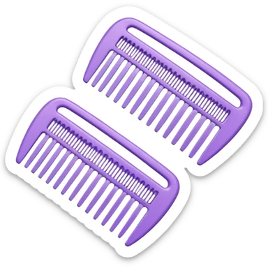 two combs side by side, one light pink and one lilac sticker