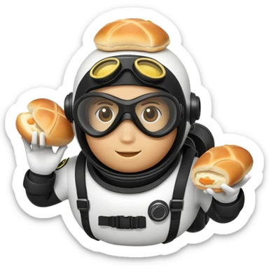 A dinner roll in scuba diving gear sticker