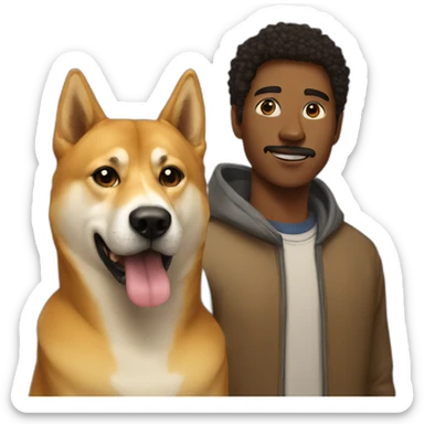 a human and a doge sticker