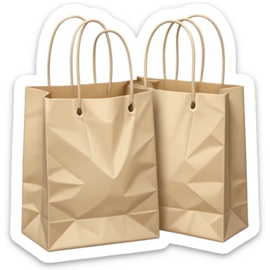 Two Pale beige paper shopping bags sticker