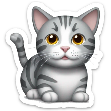 Gray cat with white stripes  sticker