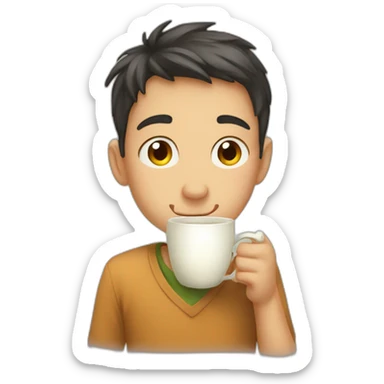 Boy taking a sip of tea sarcastically  sticker