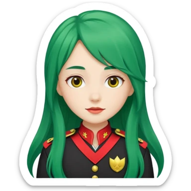 green haired scout girl with red uniform and long hair sticker