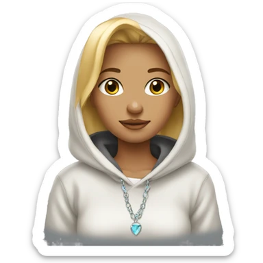Blonde girl with big hoodie and gold jewerly sticker
