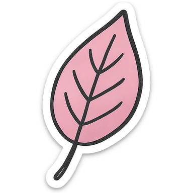 hand drawn outlined icon of a pink leaf, no fill, thick lines sticker