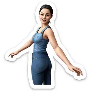 smiling girl in denim jeans sticker