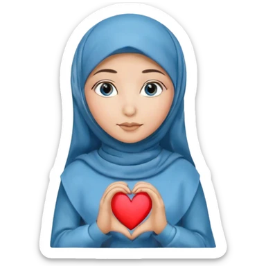 Turkish beautiful finish Konya girl blue eyes with hijab and long tail heart design dress sticker