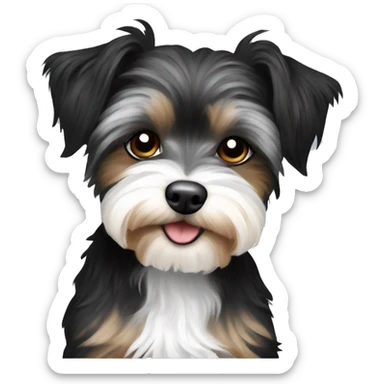 Black and white yorkiepoo sticker
